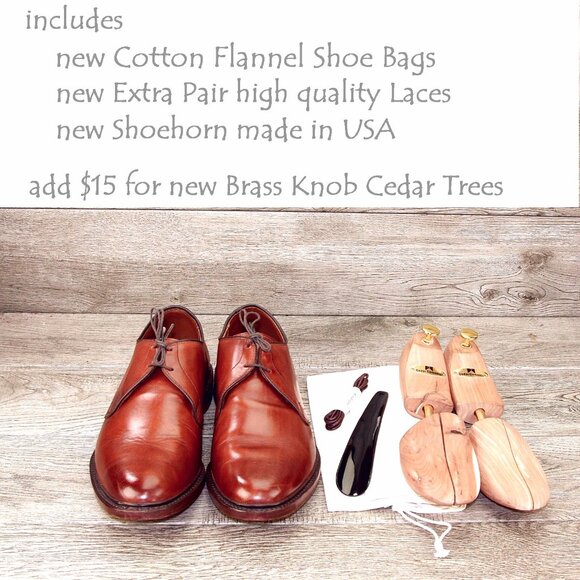 * worn 2x * Allen Edmonds JOMOC Blucher 12 EEE Wide Tan Saddle * add $15 Trees - Picture 4 of 13